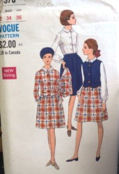 7378 VOGUE 68 JACKET SLVS OR NOT,A-SKIRT,BLOUSE PATTERN 12 34
